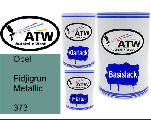 Opel, Fidjigrün Metallic, 373: 500ml Lackdose + 500ml Klarlack + 250ml Härter - Set, von ATW Autoteile West.